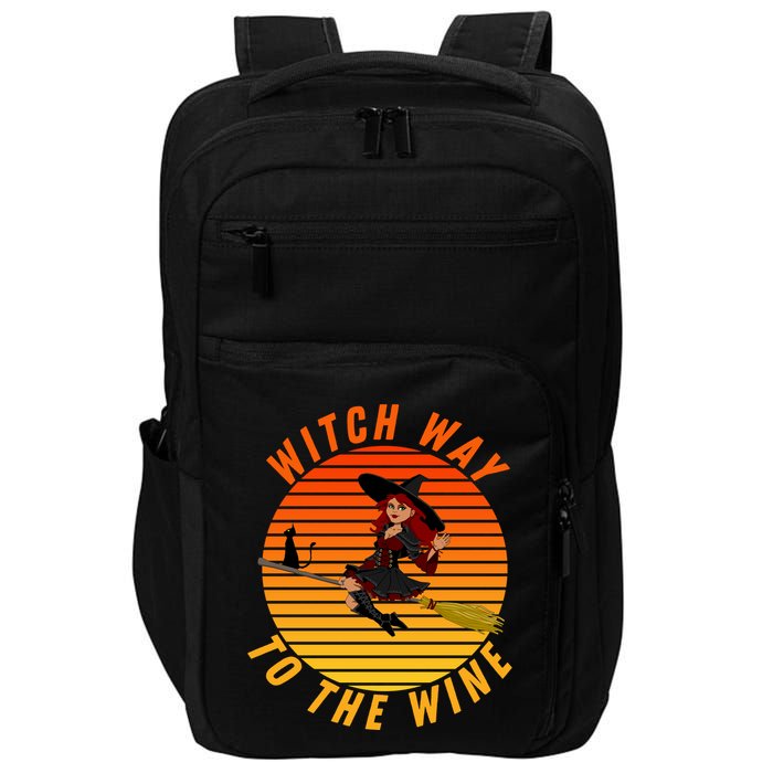 Witch Way To The Wine Halloween Drinking For Wiccan Witches Funny Witch & Wine Impact Tech Backpack