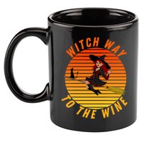 Witch Way To The Wine Halloween Drinking For Wiccan Witches Funny Witch & Wine 11oz C Handle Ceramic Mug
