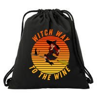 Witch Way To The Wine Halloween Drinking For Wiccan Witches Funny Witch & Wine Drawstring Bag