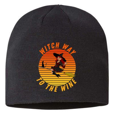 Witch Way To The Wine Halloween Drinking For Wiccan Witches Funny Witch & Wine Sustainable Beanie