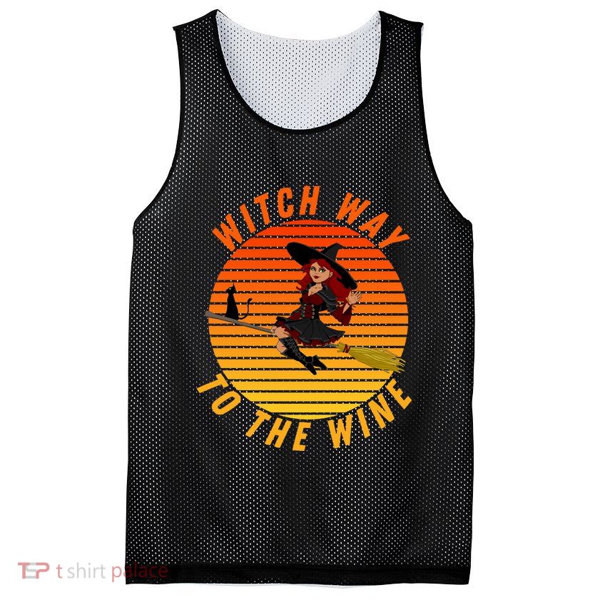 Witch Way To The Wine Halloween Drinking For Wiccan Witches Funny Witch & Wine Mesh Reversible Basketball Jersey Tank