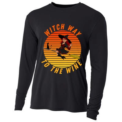 Witch Way To The Wine Halloween Drinking For Wiccan Witches Funny Witch & Wine Cooling Performance Long Sleeve Crew