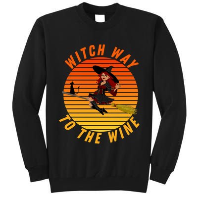 Witch Way To The Wine Halloween Drinking For Wiccan Witches Funny Witch & Wine Tall Sweatshirt