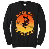 Witch Way To The Wine Halloween Drinking For Wiccan Witches Funny Witch & Wine Tall Sweatshirt