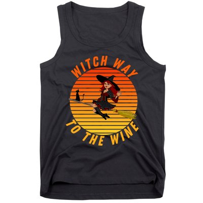 Witch Way To The Wine Halloween Drinking For Wiccan Witches Funny Witch & Wine Tank Top