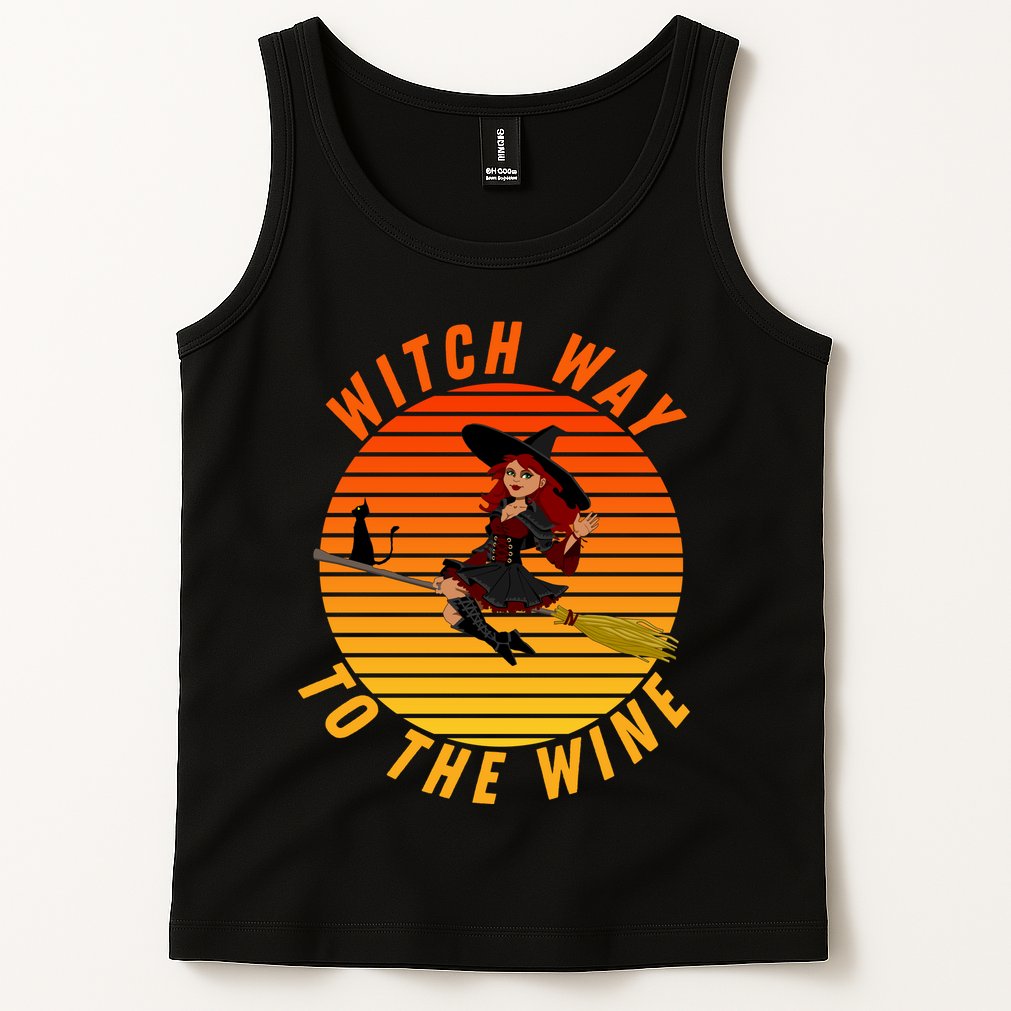 Witch Way To The Wine Halloween Drinking For Wiccan Witches Funny Witch & Wine Tank Top