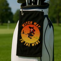 Witch Way To The Wine Halloween Drinking For Wiccan Witches Funny Witch & Wine Golf Towel