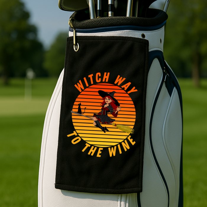 Witch Way To The Wine Halloween Drinking For Wiccan Witches Funny Witch & Wine Golf Towel