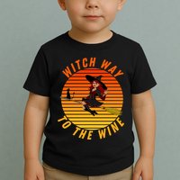 Witch Way To The Wine Halloween Drinking For Wiccan Witches Funny Witch & Wine Toddler T-Shirt