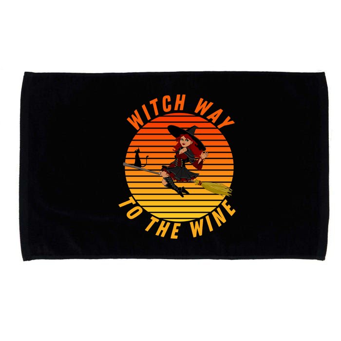 Witch Way To The Wine Halloween Drinking For Wiccan Witches Funny Witch & Wine Microfiber Hand Towel