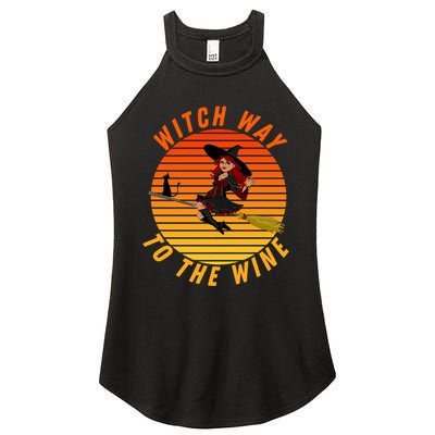 Witch Way To The Wine Halloween Drinking For Wiccan Witches Funny Witch & Wine Women's Perfect Tri Rocker Tank