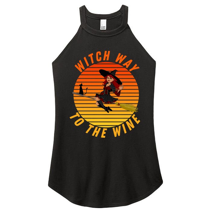 Witch Way To The Wine Halloween Drinking For Wiccan Witches Funny Witch & Wine Women's Perfect Tri Rocker Tank