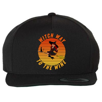 Witch Way To The Wine Halloween Drinking For Wiccan Witches Funny Witch & Wine Wool Snapback Cap