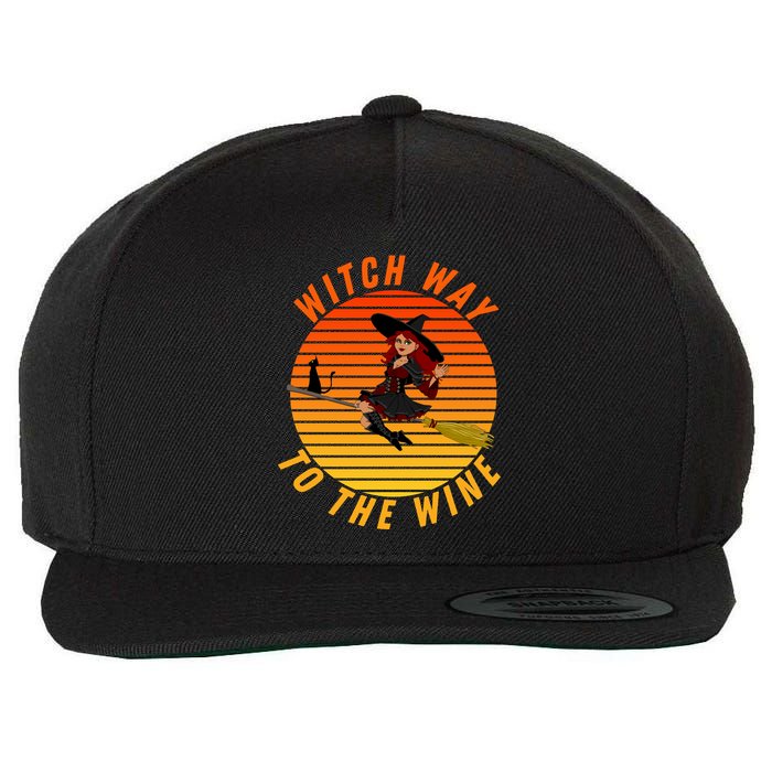 Witch Way To The Wine Halloween Drinking For Wiccan Witches Funny Witch & Wine Wool Snapback Cap