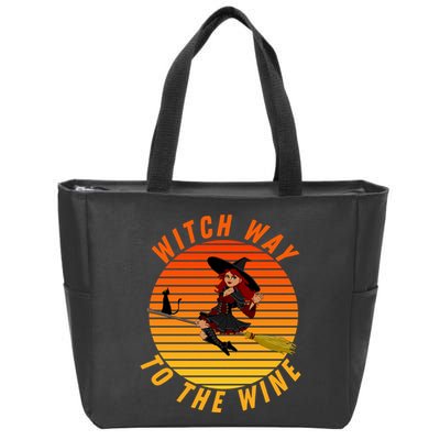 Witch Way To The Wine Halloween Drinking For Wiccan Witches Funny Witch & Wine Zip Tote Bag