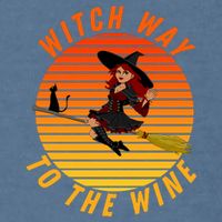 Witch Way To The Wine Halloween Drinking For Wiccan Witches Funny Witch & Wine Garment-Dyed Sweatshirt