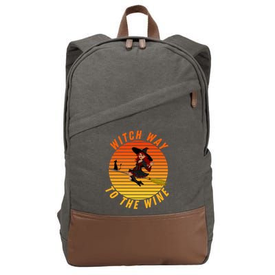 Witch Way To The Wine Halloween Drinking For Wiccan Witches Funny Witch & Wine Cotton Canvas Backpack