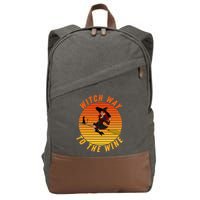 Witch Way To The Wine Halloween Drinking For Wiccan Witches Funny Witch & Wine Cotton Canvas Backpack