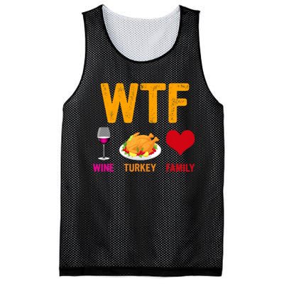 WTF Wine Turkey Family Shirt Funny Thanksgiving Day Mesh Reversible Basketball Jersey Tank