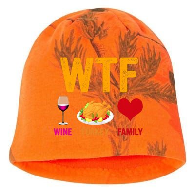 WTF Wine Turkey Family Shirt Funny Thanksgiving Day Kati - Camo Knit Beanie