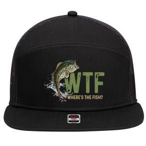 Wtf WhereS The Fish 7 Panel Mesh Trucker Snapback Hat