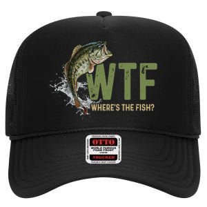 Wtf WhereS The Fish High Crown Mesh Back Trucker Hat