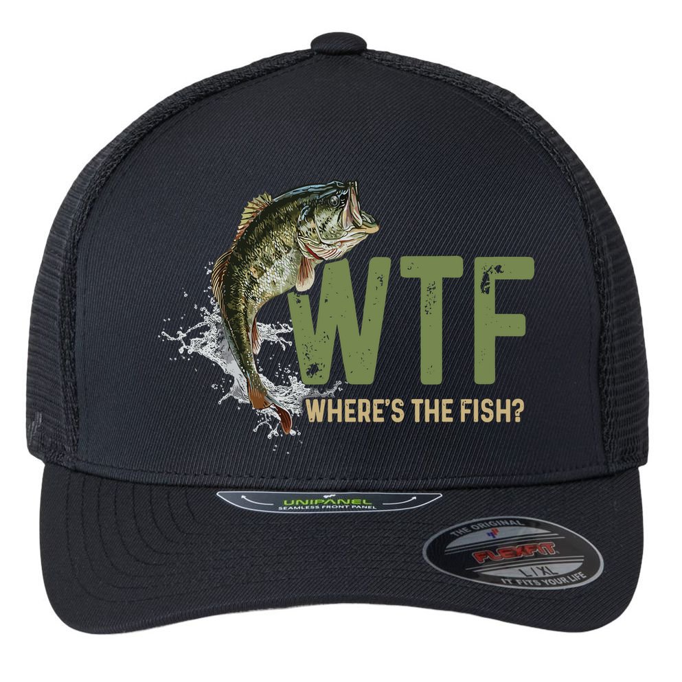 Wtf WhereS The Fish Flexfit Unipanel Trucker Cap