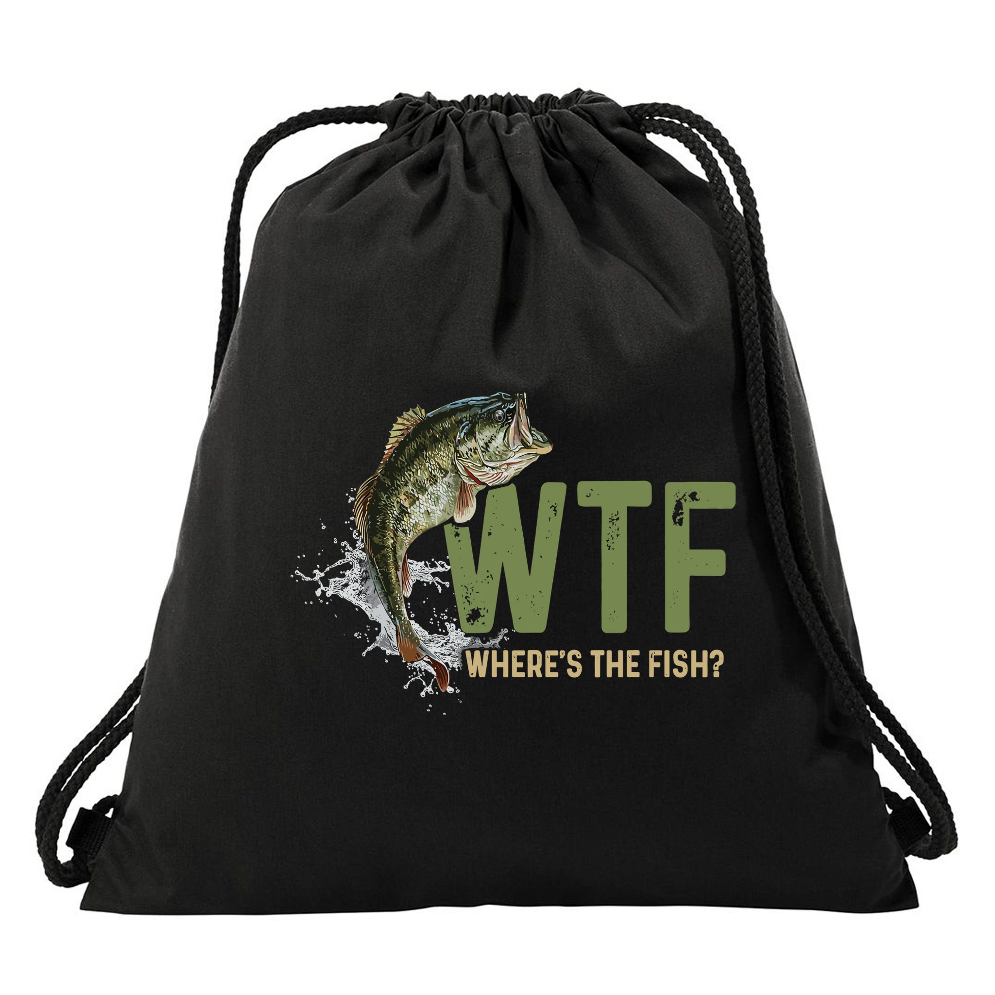 Wtf WhereS The Fish Drawstring Bag