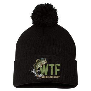 Wtf WhereS The Fish Pom Pom 12in Knit Beanie