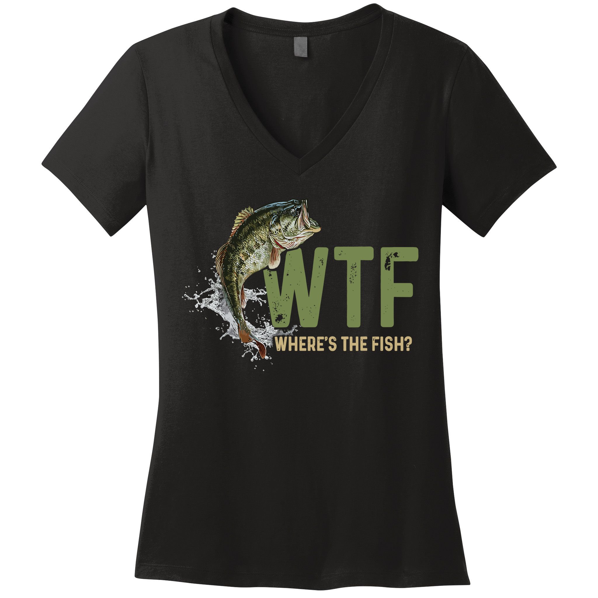 Wtf WhereS The Fish Women's V-Neck T-Shirt