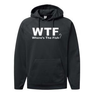 WTF Wheres The Fish Funny Fishing Performance Fleece Hoodie