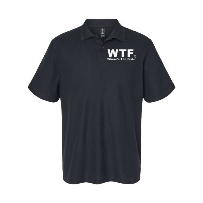 WTF Wheres The Fish Funny Fishing Softstyle Adult Sport Polo