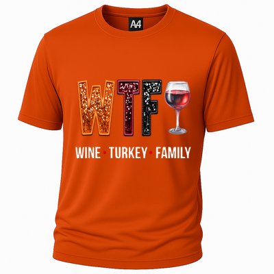 Wtf Wine Turkey Family Thanksgiving Cooling Performance Crew T-Shirt