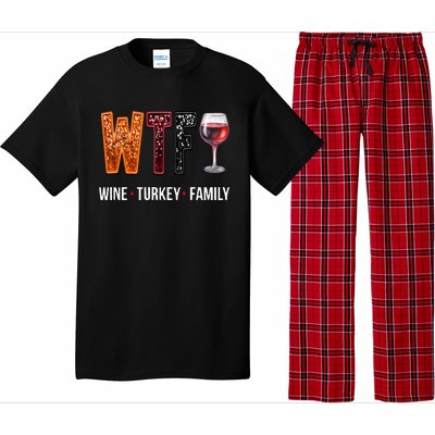 Wtf Wine Turkey Family Thanksgiving Pajama Set