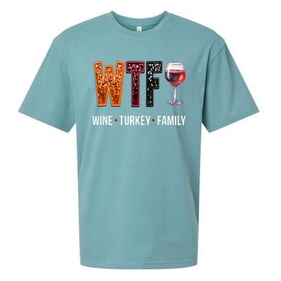 Wtf Wine Turkey Family Thanksgiving Sueded Cloud Jersey T-Shirt