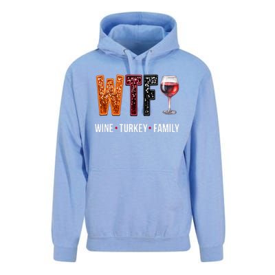 Wtf Wine Turkey Family Thanksgiving Unisex Surf Hoodie