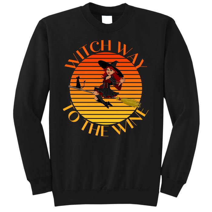 Witch Way To The Wine Funny Witch & Wine Halloween Drinking For Wiccan Witches Sweatshirt