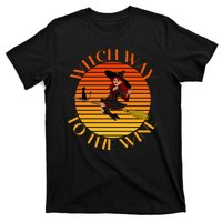 Witch Way To The Wine Funny Witch & Wine Halloween Drinking For Wiccan Witches T-Shirt