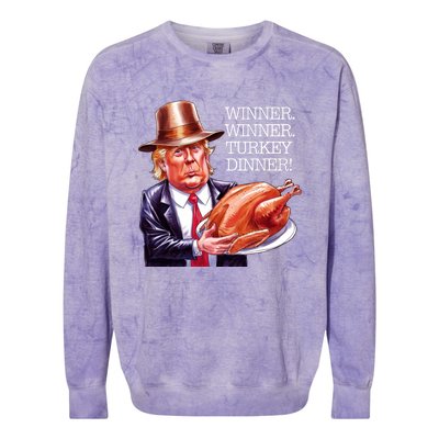 Winner Winner Turkey Dinner Thanksgiving Humor Colorblast Crewneck Sweatshirt