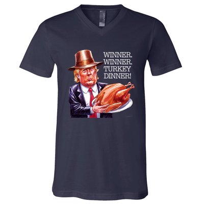 Winner Winner Turkey Dinner Thanksgiving Humor V-Neck T-Shirt