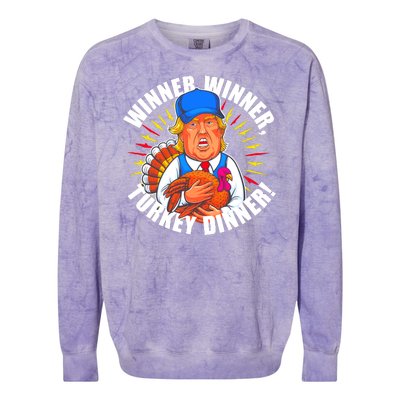 Winner Winner Turkey Dinner Funny Trump Thanksgiving Colorblast Crewneck Sweatshirt