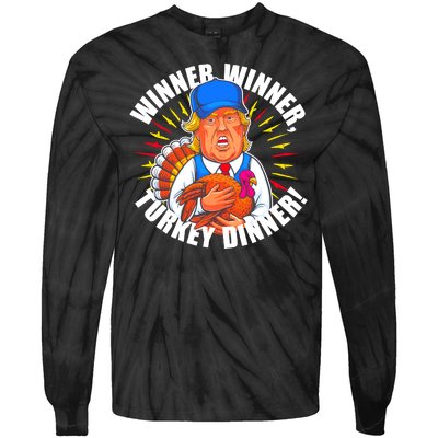 Winner Winner Turkey Dinner Funny Trump Thanksgiving Tie-Dye Long Sleeve Shirt