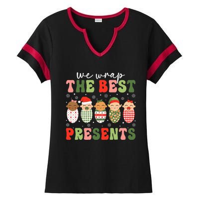 We Wrap The Best Presents Nicu Nurse Mother Baby Christmas Ladies Halftime Notch Neck Tee