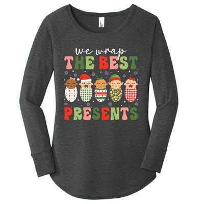 We Wrap The Best Presents Nicu Nurse Mother Baby Christmas Women's Perfect Tri Tunic Long Sleeve Shirt