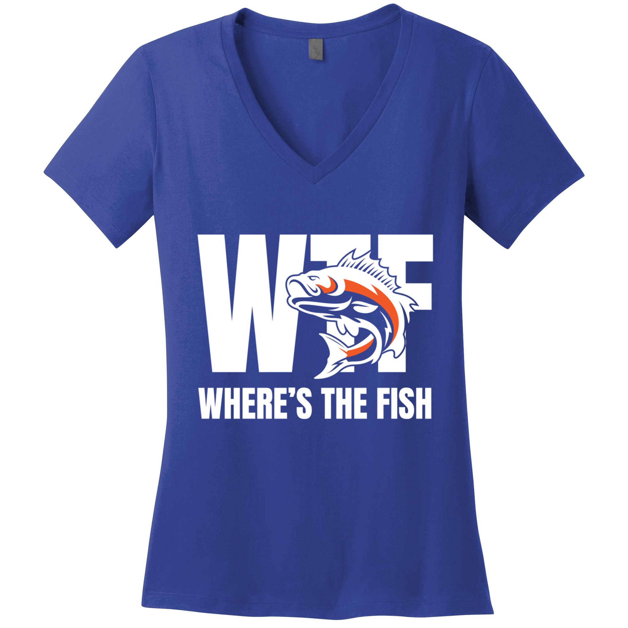 Wtf WhereS The Fish S Funny Fishing Funny Gift Fathers Day Cool Gift Women's V-Neck T-Shirt