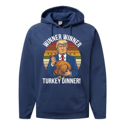 Winner Winner Turkey Dinner Humor Funny Trump Thanksgiving Performance Fleece Hoodie