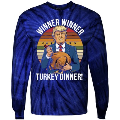 Winner Winner Turkey Dinner Humor Funny Trump Thanksgiving Tie-Dye Long Sleeve Shirt