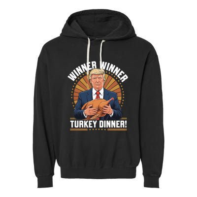 Winner Winner Turkey Dinner Humor Funny Trump Thanksgiving Garment-Dyed Fleece Hoodie