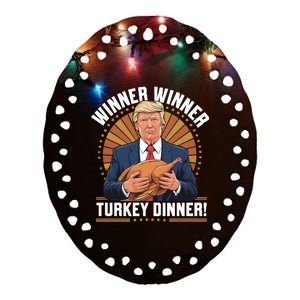 Winner Winner Turkey Dinner Humor Funny Trump Thanksgiving Ceramic Oval Ornament