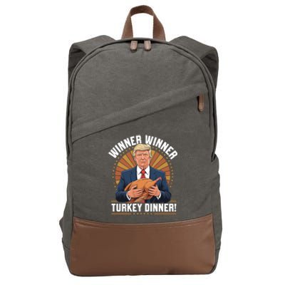 Winner Winner Turkey Dinner Humor Funny Trump Thanksgiving Cotton Canvas Backpack